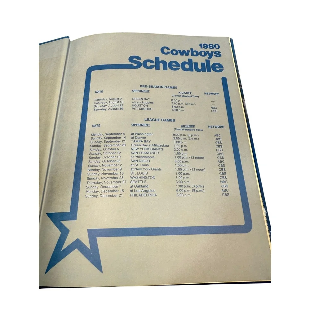 Official Dallas Cowboys‎ Bluebook 1980 Hardcover Team Yearbook NFL Vintage